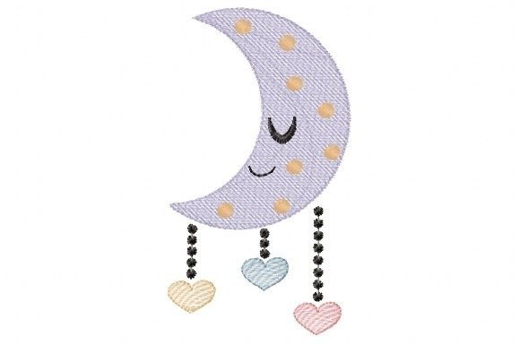 Smiley Face Moon with Hearts